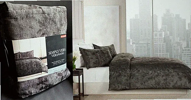 $160 Simply Vera Wang Black Beauty Abstract Floral Silver Duvet Sham Bed Set F/Q