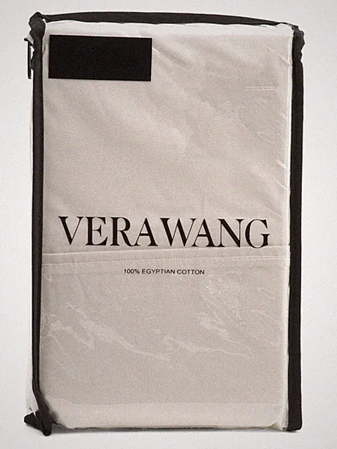 2 pc Vera Wang 100% Egyptian Cotton Taupe Standard Pillowcases (1 Pair) NIP