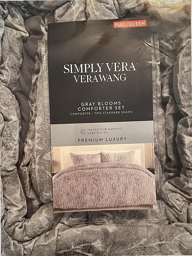 Gray Blooms Full/Queen Comforter Set By Vera Wang