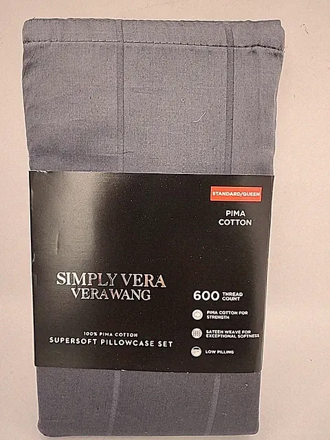 NEW Simply VERA WANG 2PC QUEEN Size Pillowcase Set Indigo