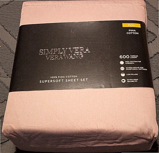 New Simply Vera Wang 600 Count Full Size Sheets Shadow Mauve -Rm