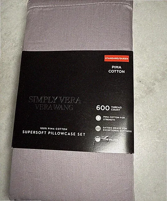New Standard Pillowcase Set of 2 Simply Vera Wang 600 TC Pima Cotton Plum