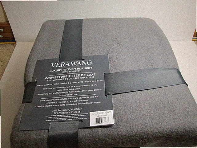 New Vera Wang Luxury Woven King Blanket 108"x90" ~ Gray Grey New