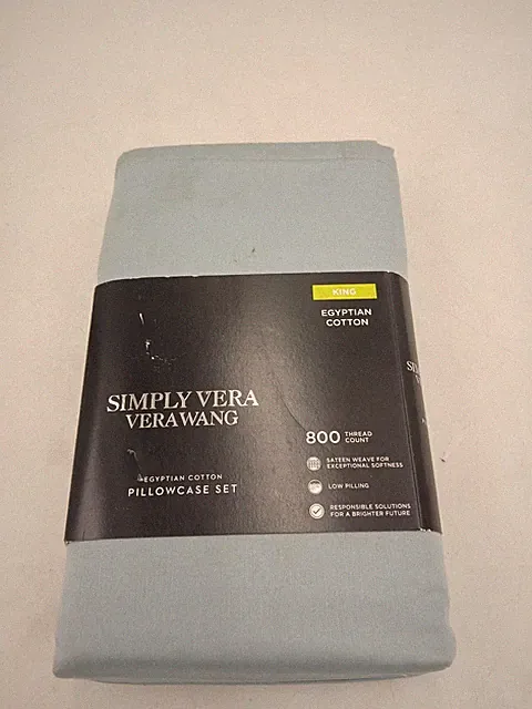 Simply Vera Vera Wang Pillowcases King Egyptian Cotton 800TC Blue Set of 2