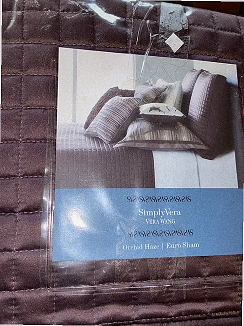 simply vera vera wang Purple Quilted Orchid Haze Euro Pillow Sham 26” Square NIP