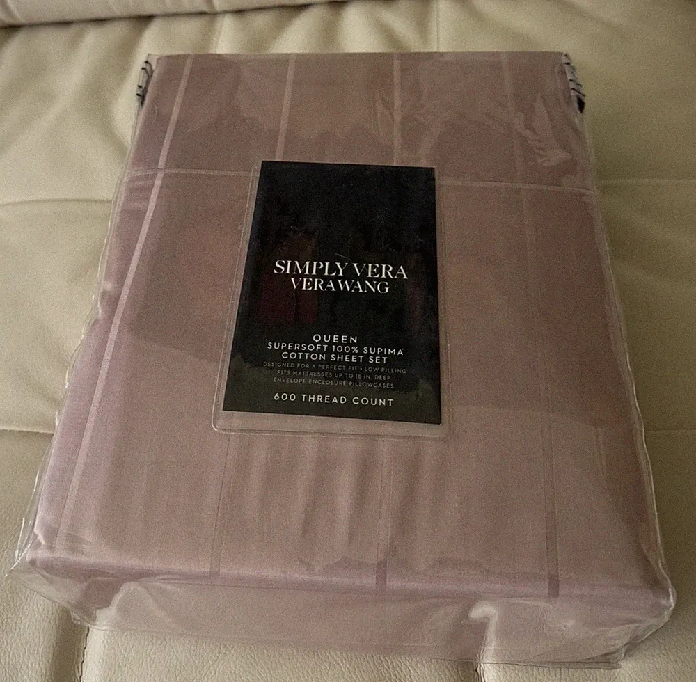 Simply Vera Vera Wang Queen Supima Cotton Sheet Set 600TC Rose 4pc