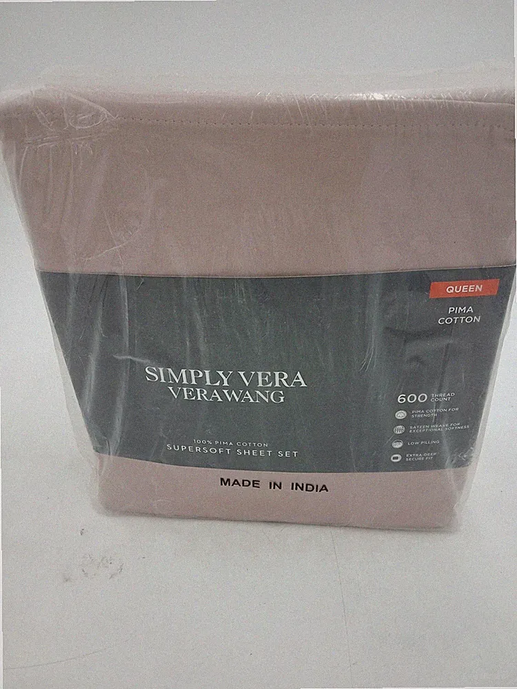 Simply Vera Vera Wang Sheet Set Queen Pink 600TC Pima Supersoft Bedding