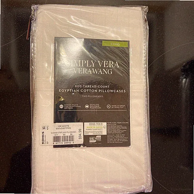 Simply Vera Wang 800 Thread Egyptian Count King Pillowcase Set Striped White New