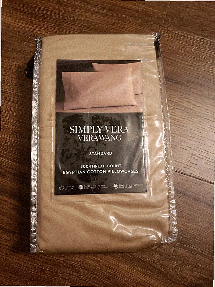 Simply Vera Wang 800 Thread Egyptian Count Standard Pillowcase Set Nomad (Tan)