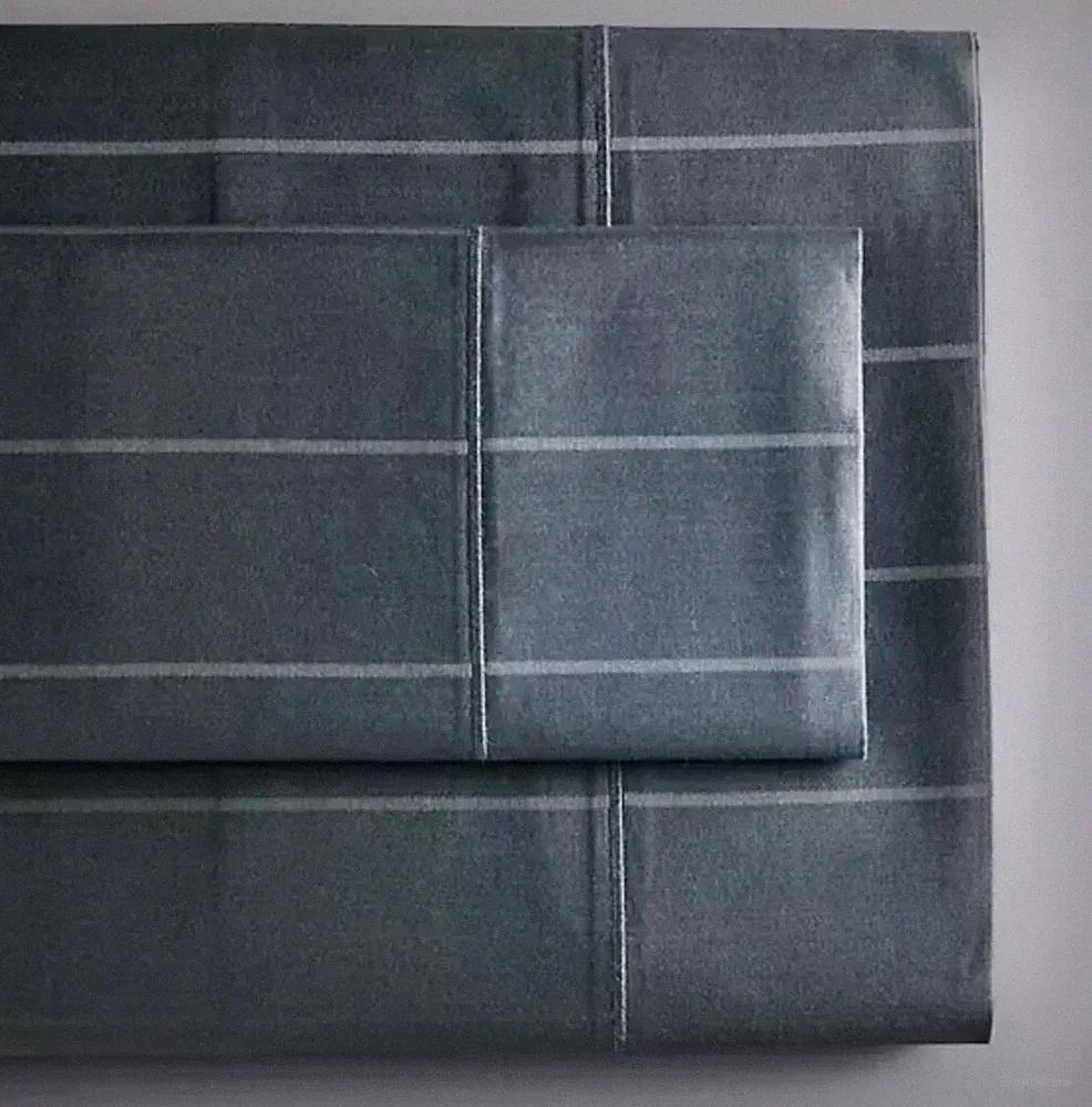 Simply Vera Wang FULL Sz 4 pc 600 TC Pima Sheet Set - Shadow Indigo Stripe -New