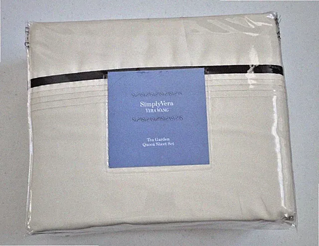 Simply Vera Wang Tea Garden Queen Sheet Set New Beige
