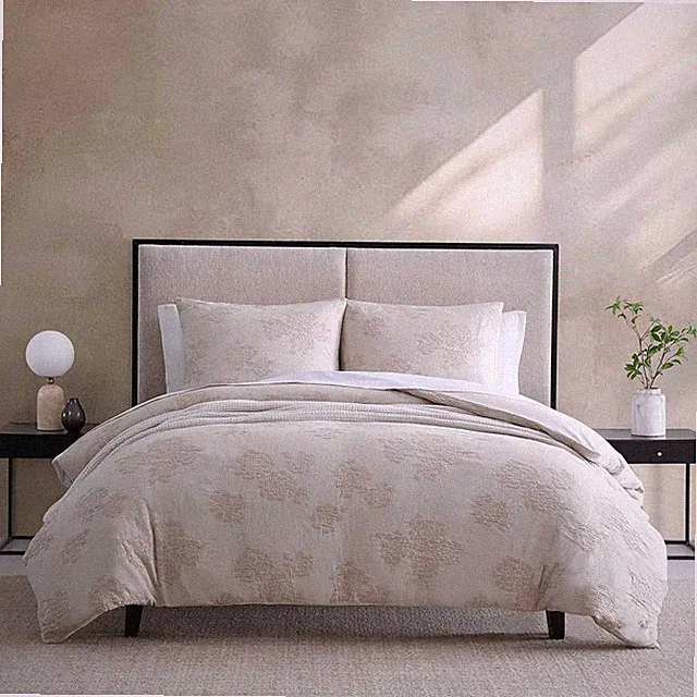 Soft Cotton Queen Duvet Cover Set with Pillowcases - Roses Beige 3 Piece Set