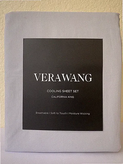 Vera Wang 4pc Cal King COOLING Sheet Set Gray 100% Cotton Breathable India NEW
