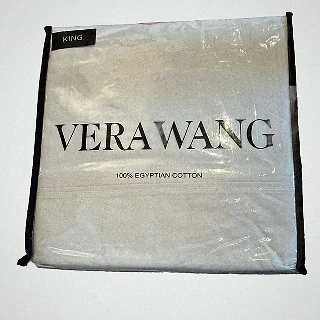 VERA WANG Egyptian Cotton PERCALE Light Pink KING Sheet Set 4pcs
