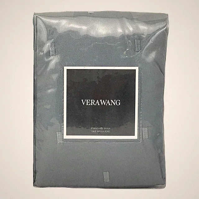 Vera Wang Home Luster Cotton Sateen Quilted STANDARD Sham SLATE BLUE - $150
