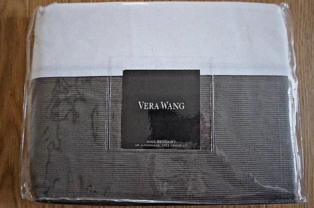 VERA WANG KING BEDSKIRT WOVEN RIB GRAY 76948 NEW