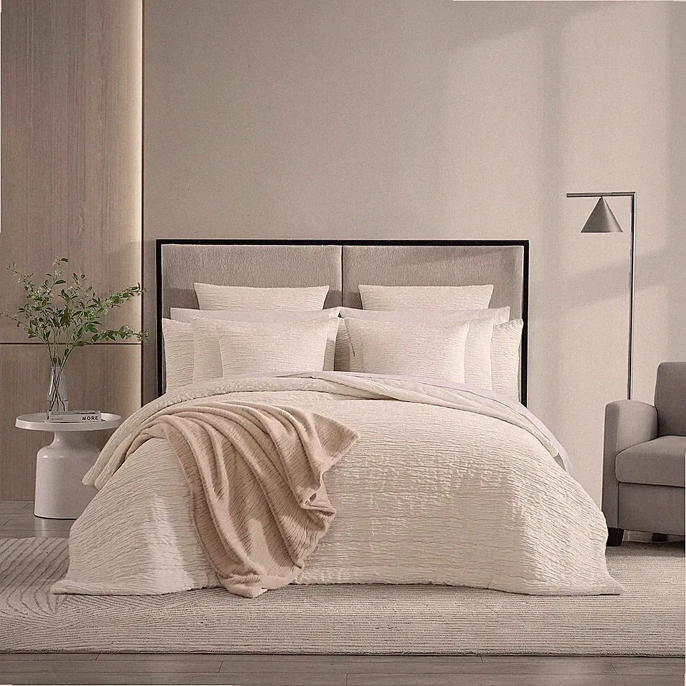 Vera Wang Ruched Chenille Faux Velvet Ivory European Single Sham