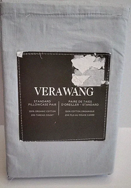 Vera Wang Standard Pillowcase Pair Solid Washed TC200 20 in x 30 in