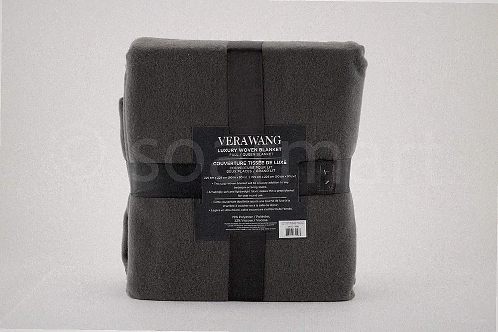 Vera Wang Woven Blanket Queen/ Full Gray Luxury Soft Touch New