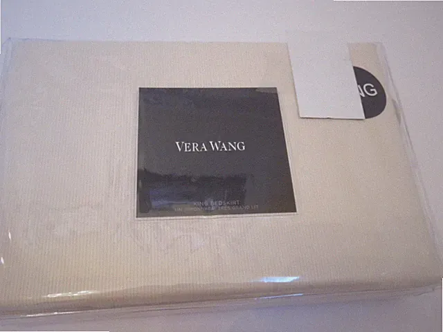 Vera Wang Woven Rib Ivory Tailored King Bedskirt $240