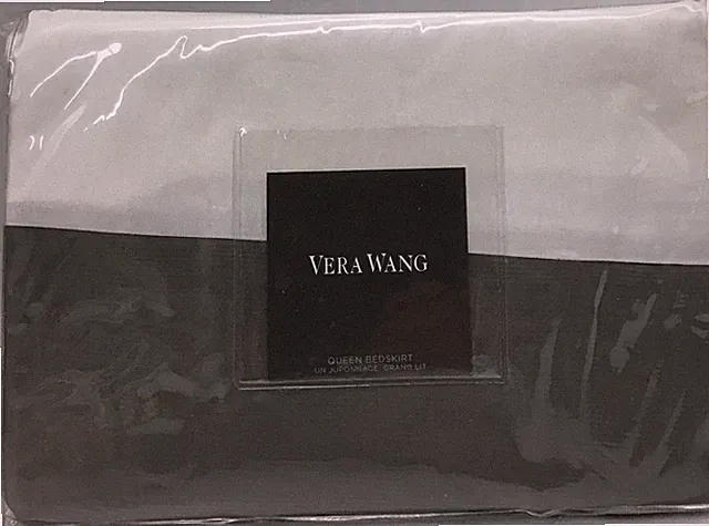 Vera Wang Woven Rib Queen Bedskirt In White & Gray ( 60 In X 80 In )